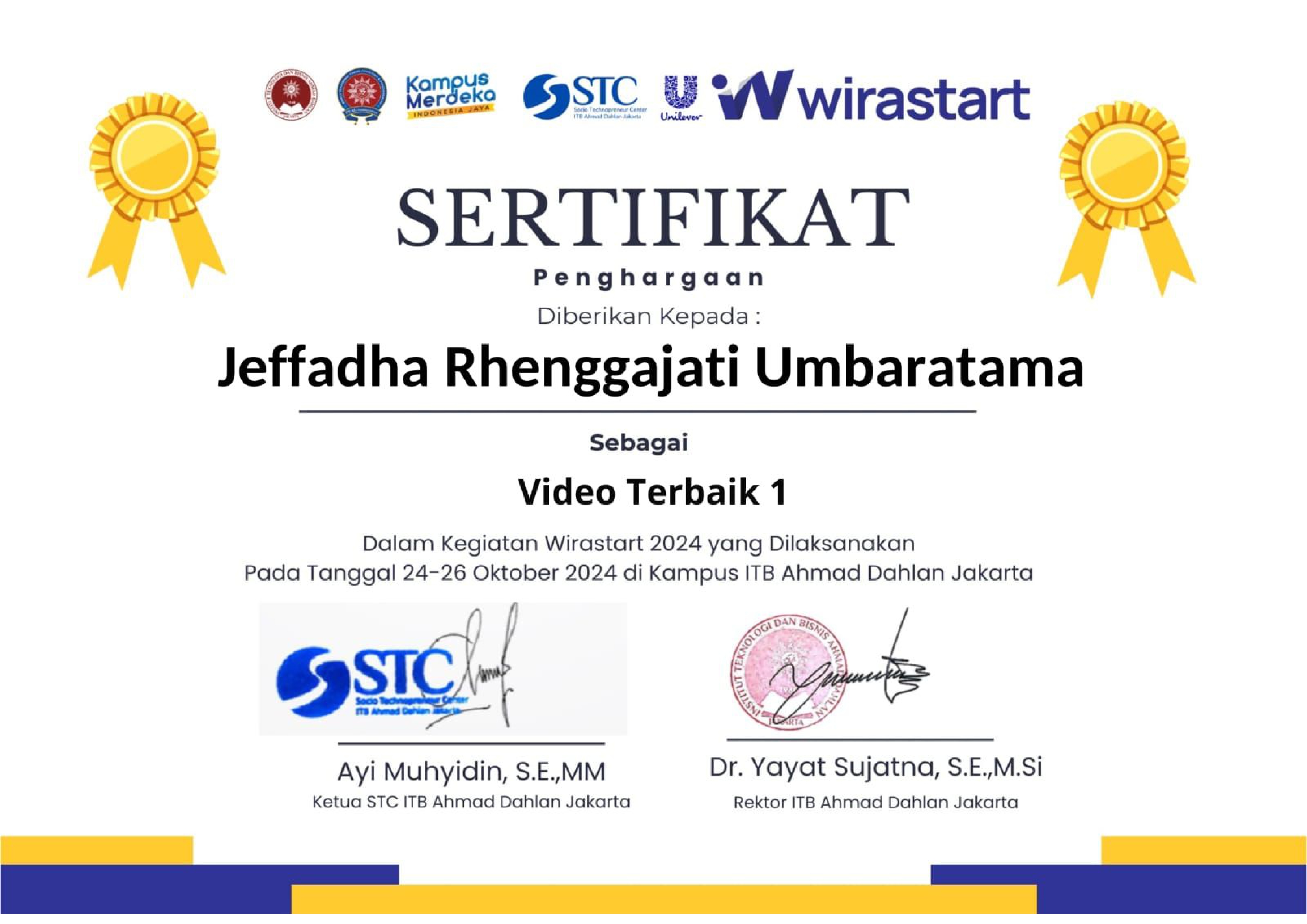 Wirastart 2024 Certificate